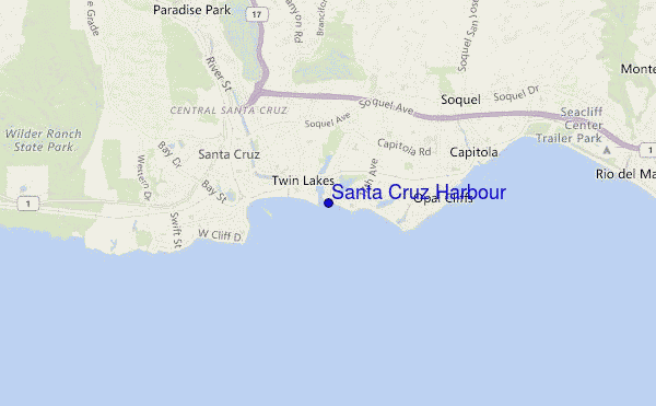 locatiekaart van Santa Cruz Harbour