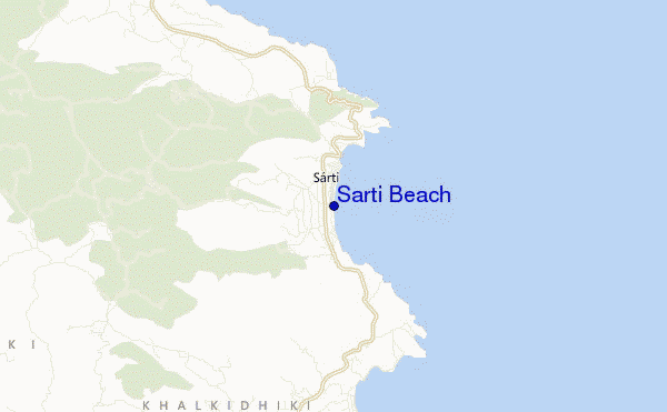 locatiekaart van Sarti Beach