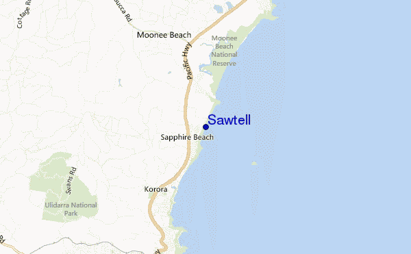 locatiekaart van Sawtell