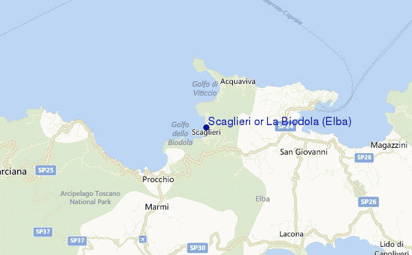 locatiekaart van Scaglieri or La Biodola (Elba)