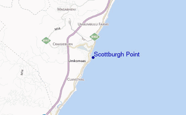 locatiekaart van Scottburgh Point