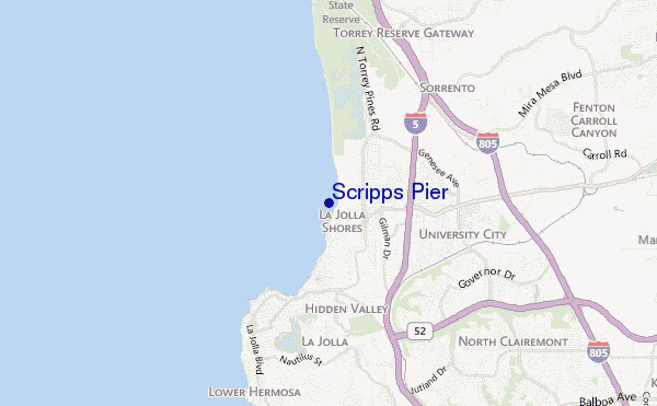 locatiekaart van Scripps Pier