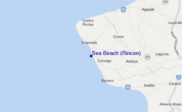 locatiekaart van Sea Beach (Rincon)