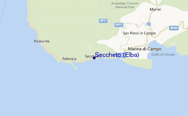 locatiekaart van Seccheto (Elba)