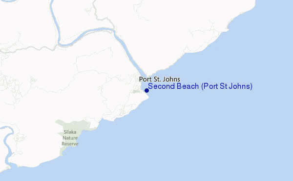 locatiekaart van Second Beach (Port St Johns)