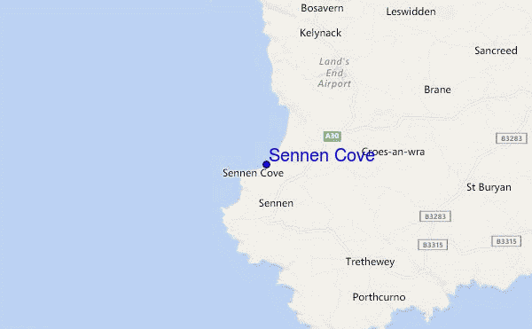 locatiekaart van Sennen Cove