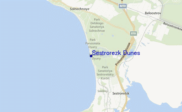 locatiekaart van Sestrorezk Dunes