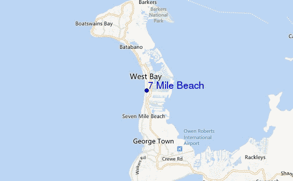 locatiekaart van 7 Mile Beach