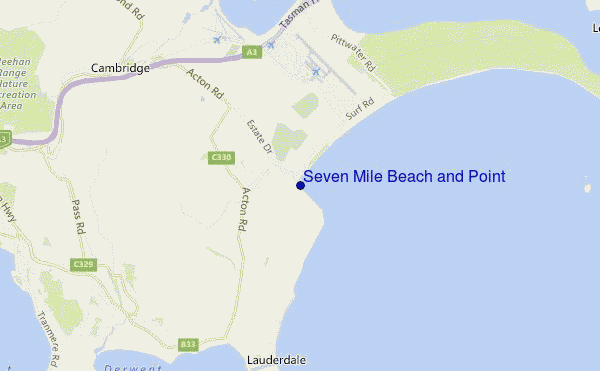 locatiekaart van Seven Mile Beach and Point
