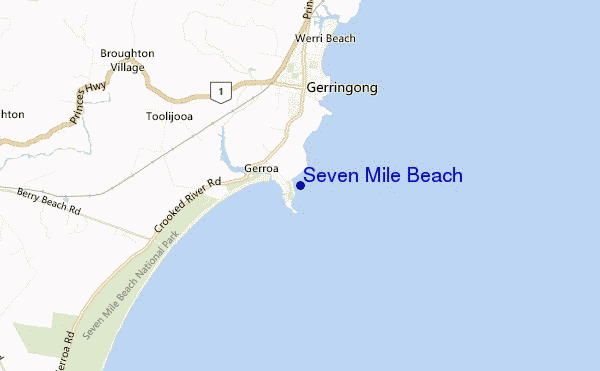 locatiekaart van Seven Mile Beach