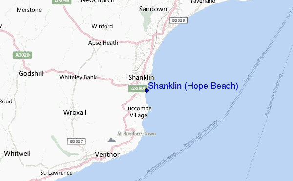 locatiekaart van Shanklin (Hope Beach)