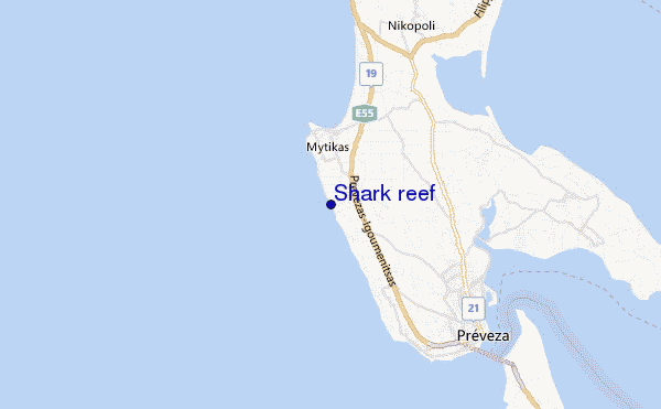 locatiekaart van Shark reef