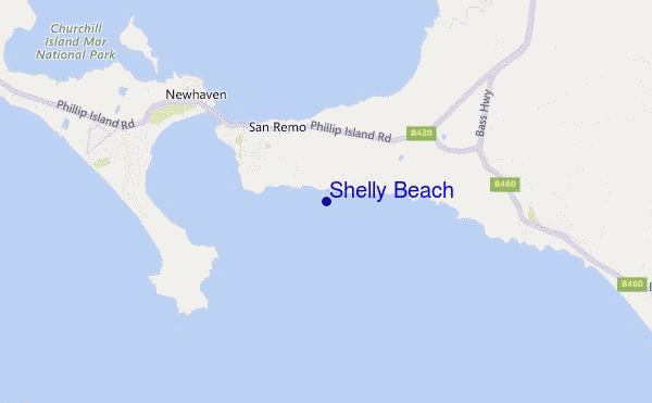 locatiekaart van Shelly Beach