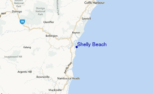 Shelly Beach Location Map