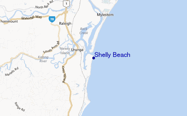 locatiekaart van Shelly Beach