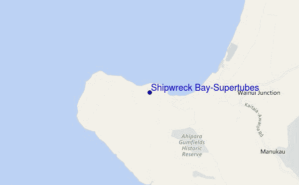 locatiekaart van Shipwreck Bay-Supertubes