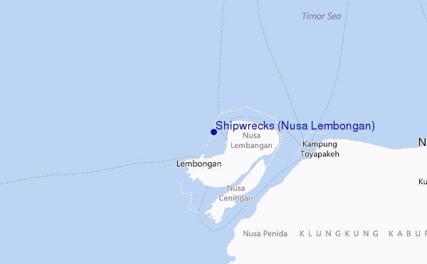 locatiekaart van Shipwrecks (Nusa Lembongan)