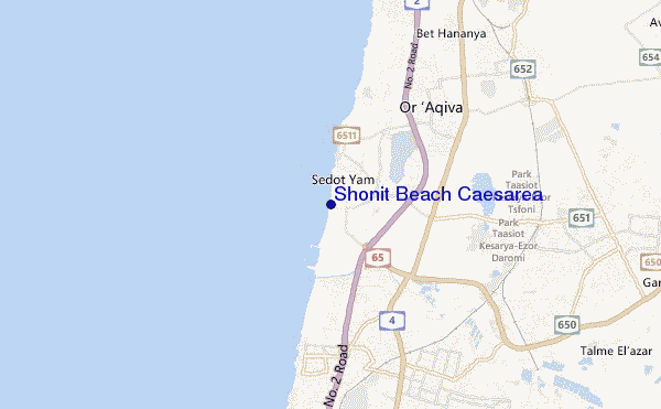 locatiekaart van Shonit Beach Caesarea