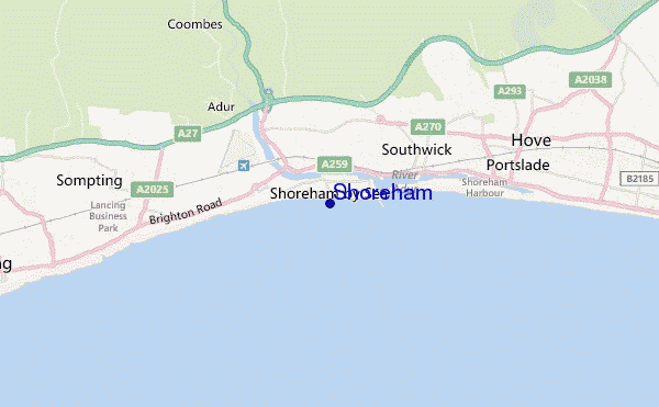 locatiekaart van Shoreham