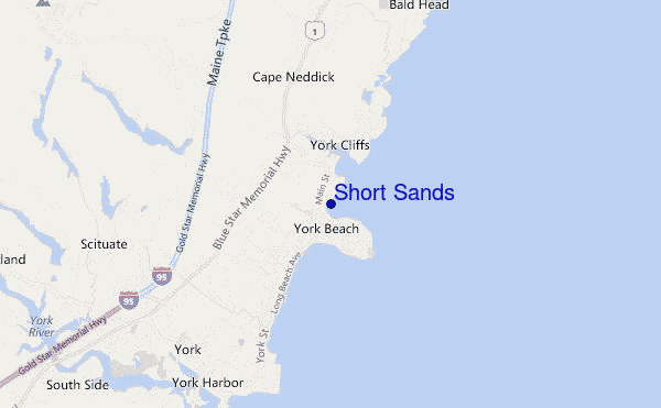 locatiekaart van Short Sands