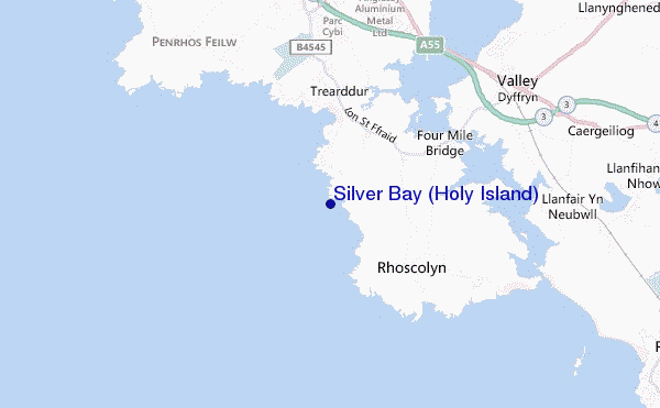 locatiekaart van Silver Bay (Holy Island)