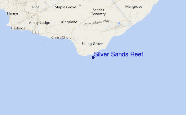 locatiekaart van Silver Sands Reef