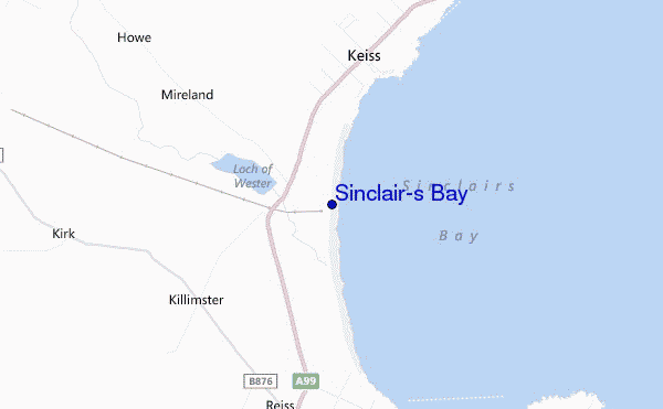 locatiekaart van Sinclair's Bay
