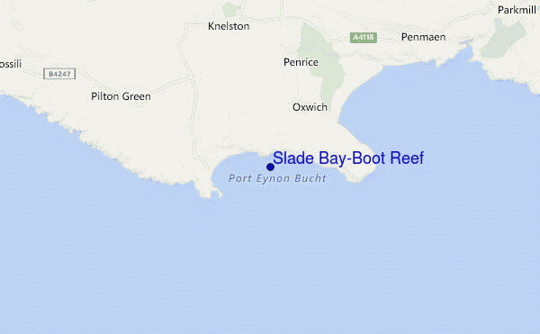 locatiekaart van Slade Bay/Boot Reef