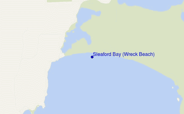 locatiekaart van Sleaford Bay (Wreck Beach)
