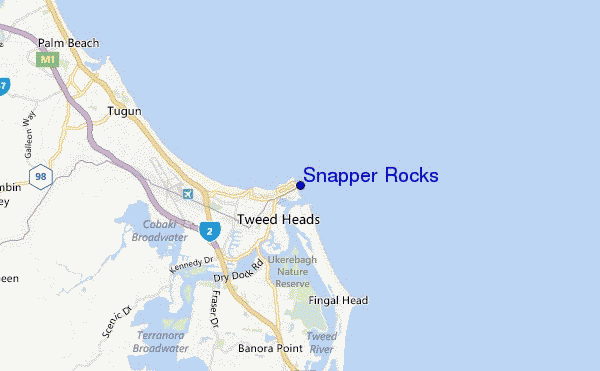 locatiekaart van Snapper Rocks