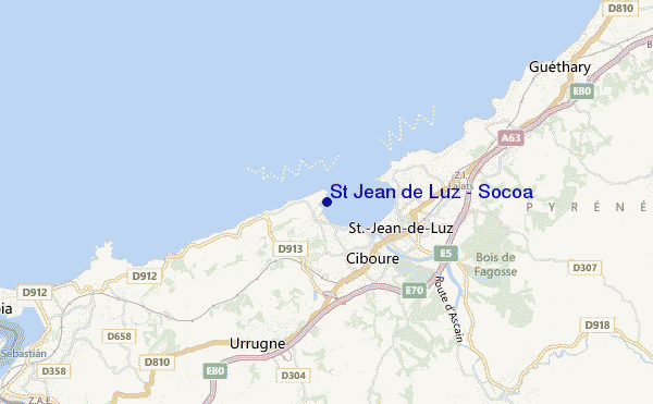 locatiekaart van St Jean de Luz - Socoa