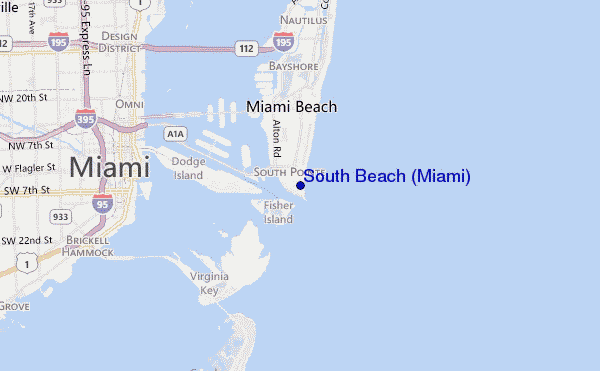 locatiekaart van South Beach (Miami)