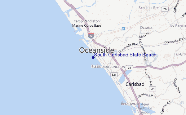locatiekaart van South Carlsbad State Beach