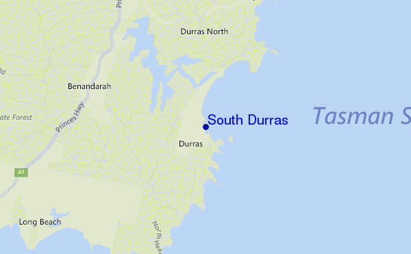 locatiekaart van South Durras