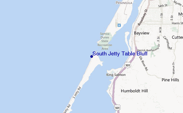 locatiekaart van South Jetty Table Bluff