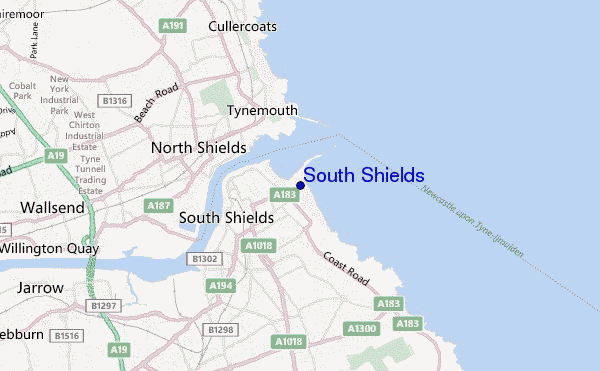 locatiekaart van South Shields