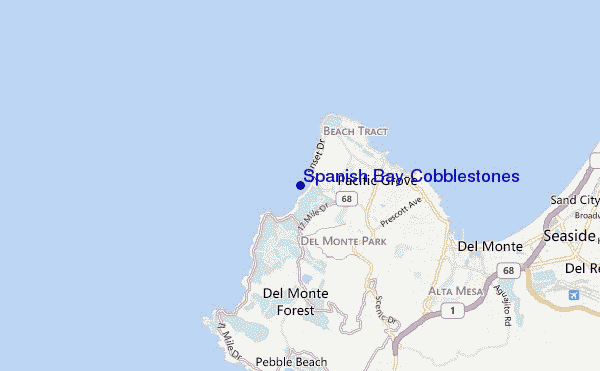 locatiekaart van Spanish Bay-Cobblestones
