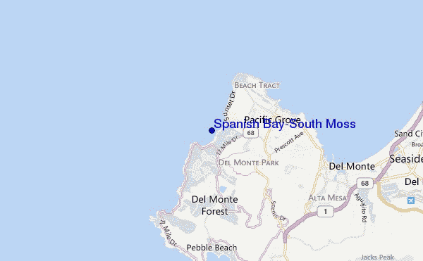 locatiekaart van Spanish Bay-South Moss