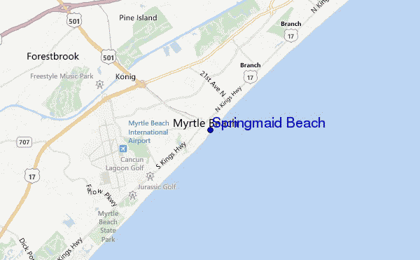 locatiekaart van Springmaid Beach