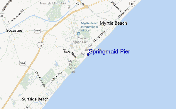 locatiekaart van Springmaid Pier