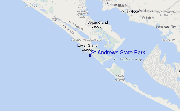 locatiekaart van St Andrews State Park