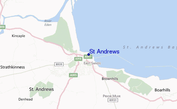 locatiekaart van St Andrews