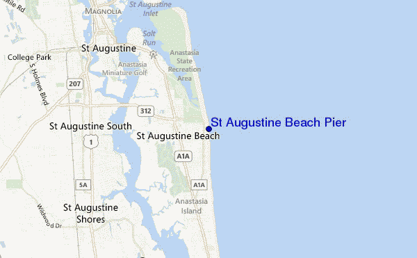 locatiekaart van St Augustine Beach Pier