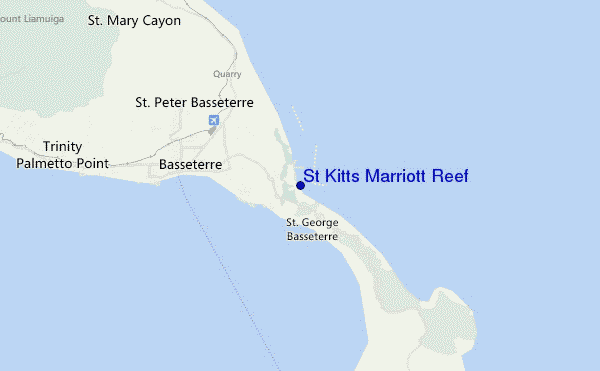 locatiekaart van St Kitts Marriott Reef
