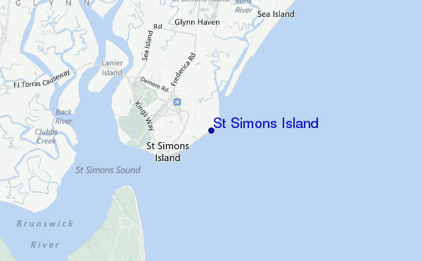 locatiekaart van St Simons Island