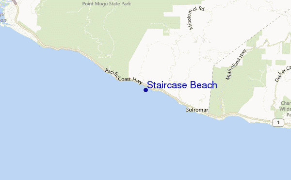 locatiekaart van Staircase Beach