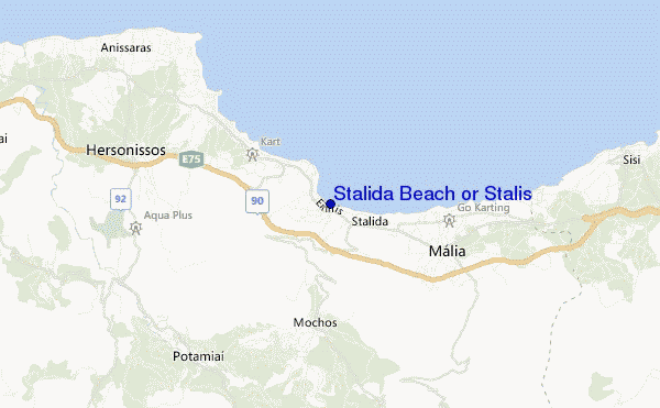 locatiekaart van Stalida Beach or Stalis