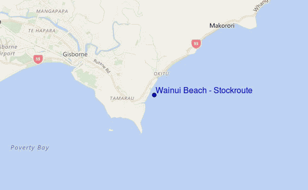 locatiekaart van Wainui Beach - Stockroute