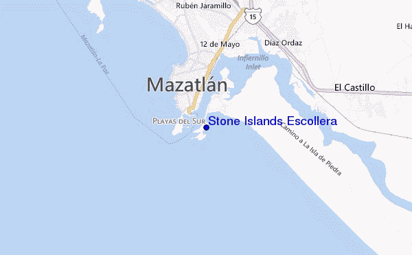 locatiekaart van Stone Islands Escollera
