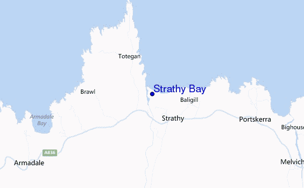 locatiekaart van Strathy Bay